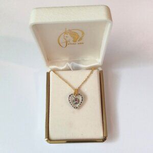 Princess Mini Unicorn in Crystal Heart Pendant Necklace Never Worn in Case